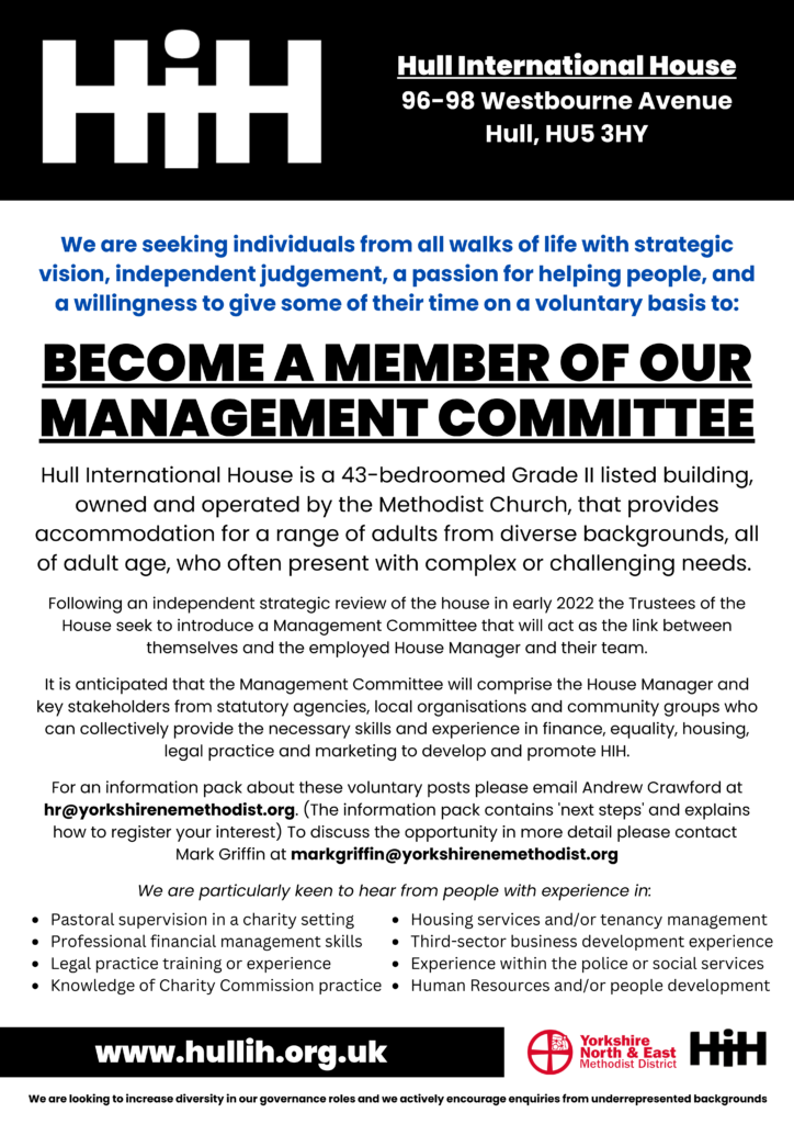 HIH Management Committee Volunteer Advert